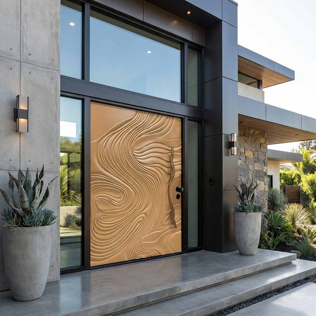 Luxury Wooden Engraving Look - Metal Doors -- Casen Series Luxury Metal 33